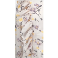 Chemisier en mousseline à imprimé floral pour femme avec volants, col mandarin, manches longues, style doux printemps-été, chemise boutonnée