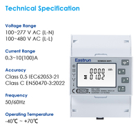 Medidor de Energía Wifi Eastron SDM630-WIFI TY con Certificación MID Tuya, 100A Clase 0.5 Bidireccional Trifásico, Medidor Eléctrico de Riel DIN