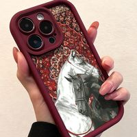 Coques de Téléphone Antichoc de Luxe Motif Chevaux pour iPhone 17 Air 16 15 Plus Pro Max 14 13 12 11 X XR – Protection Arrière Anti-chute