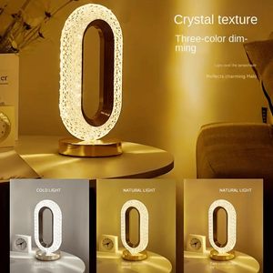 Lampe de table moderne de luxe en cristal, LED, commande tactile, sans fil, grande taille, en PC, alimentée par batterie, culot E26, pour chambre à coucher, style simple - Product Image 3