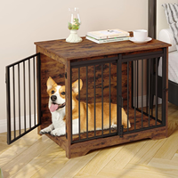 Portes Modernes Élégantes Rustiques en Bois et Métal Noir avec Décorations Linéaires pour Extérieur, Niche pour Chien, Chambre, Lit pour Chien, Salle à Manger, Cuisine, Villa, Hôtel