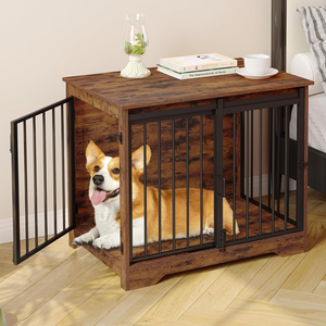 Portes Modernes Élégantes Rustiques en Bois et Métal Noir avec Décorations Linéaires pour Extérieur, Niche pour Chien, Chambre, Lit pour Chien, Salle à Manger, Cuisine, Villa, Hôtel - Product Image 1