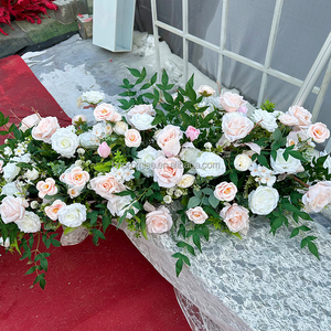 Pièce maîtresse de mariage promesse Rose fleurs de mariage rangée décoration de mariage fleur chemin de Table - Product Image 2