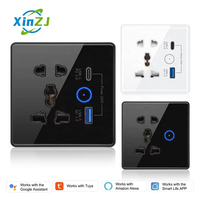 XZJ UK USB-Steckdose mit Typ-C Anschluss, Zeitgesteuerter Sprachfernbedienung, Universelle Tuya Smart Home WLAN-Steckdose Typ 86