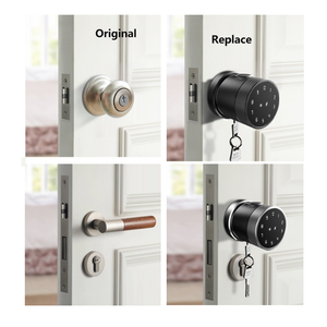 Usa pegangan pintu Alexa biometrik sidik jari, Keypad <span class=keywords><strong>Digital</strong></span> Wifi elektronik Ttlock kamar tidur pintar kenop bulat - Product Image 2
