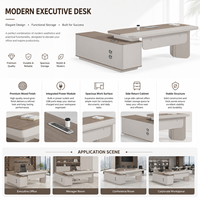 Bureau de direction haut de gamme avec armoire latérale, table moderne pour PDG, fournisseur de mobilier commercial sur mesure