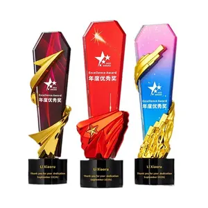 2024 Fashion High grade Custom Meeting Gifts Colorful Printing Award Crystal Trophy Decoration Crafts
