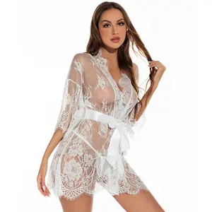 Lace Robe Blood Drop Bathrobe Solto E Divertido Plus Size Fotos Sexy Meninas Pijamas Transparente