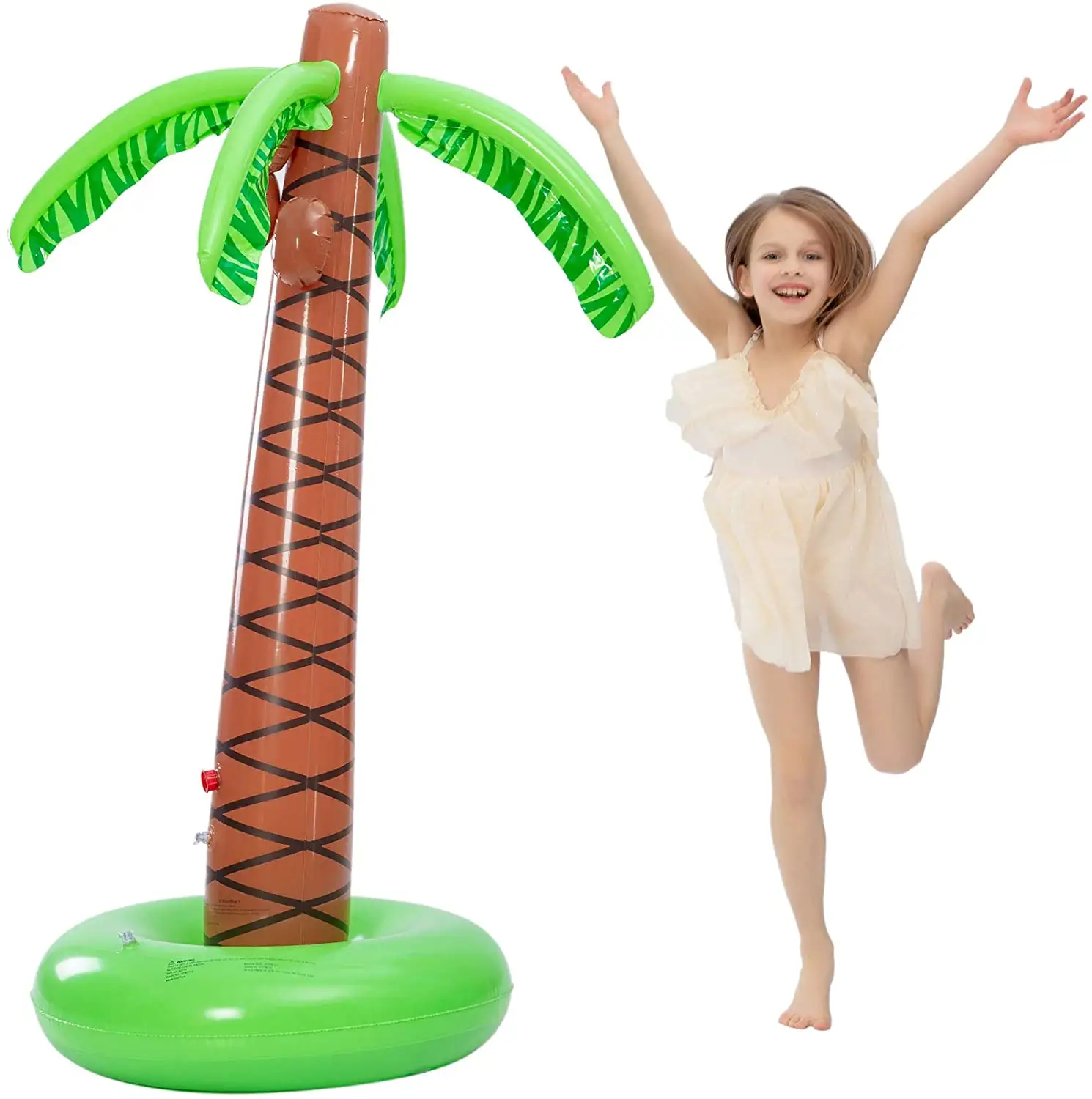 Inflatable Palm Tree Backyard Sprinkler Toy for Kid Inflatable Water Park Outdoor Hawaiian Party Coconut Tree for Lawn Splash