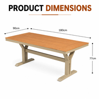 Mesa de Comedor para Exteriores FLD1161 de Grado Comercial, Mesa de Patio con Patas en Y de Aluminio y Madera PS para Proyectos de Resorts, Restaurantes y Jardines