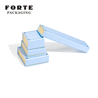 Boîte à bijoux magnétique bleue FORTE, nouveau design de luxe, haute qualité, logo personnalisé, vente en gros pour emballage cadeau
