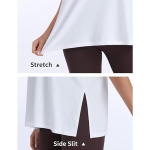 Camiseta de Manga Corta Holgada para Mujer FOXA, con Abertura Lateral, Cuello Redondo, Algodón, para Entrenamiento, Ropa Casual de Verano - Product Image 5
