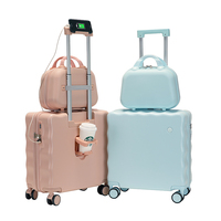 Valise de voyage ABS personnalisable avec logo, support de batterie, 18 pouces, cabine, mini chariot vintage pour enfants, sac de luxe