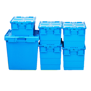 Heavy-Duty Hinged Lid <strong>Plastic</strong> Crate Round Trip <strong>Totes</strong> for Convenient Transport - Product Image 1