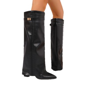 Stivali da <span class=keywords><strong>Donna</strong></span> Versatili con Punta Affusolata, <span class=keywords><strong>Eleganti</strong></span>, Nuovo Stile Autunno 2025, Taglie Forti, con Cerniera Laterale e Tacco Grosso, alla Moda - Product Image 3