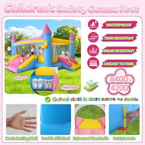 Grande structure <span class=keywords><strong>gonflable</strong></span> avec 3 toboggans, 19,2 pieds x 14,8 pieds x 8 pieds, double souffleur géant, 12-en-1, pour fête de jardin - Product Image 4