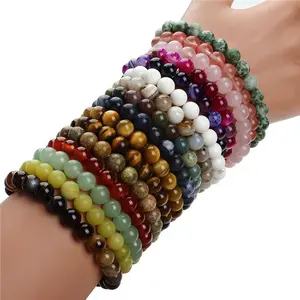 Bracelet en pierres <span class=keywords><strong>de</strong></span> guérison naturelles, disponible en plusieurs couleurs, 8mm, 50 pierres, perles en Quartz, Agate, <span class=keywords><strong>Rose</strong></span>, blanc, noir, Onyx, œil <span class=keywords><strong>de</strong></span> <span class=keywords><strong>tigre</strong></span> - Product Image 1