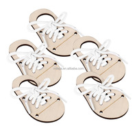 Wooden Shoe Lacing Practice Toy Engraved Educational Game for Kids to Learn Threading and Tie Shoelaces