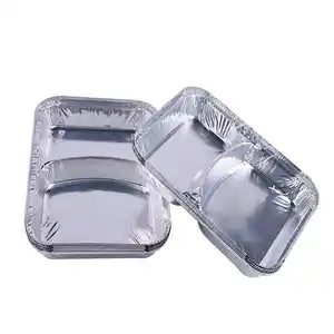 Disposable 2/3/4 Compartment Take out Aluminium Foil Food Container China Manufacturer Tin Foil Trays with Lids