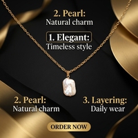 Collier en acier inoxydable plaqué or PVD avec pendentif perle carrée naturelle baroque, bijou quotidien inaltérable pour femme