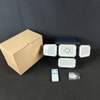 Vente en gros d'usine, lampe murale solaire à 336 LED, 4 têtes, télécommande, capteur PIR, lumière de sécurité étanche