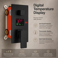 Système de douche thermostatique encastré en acier inoxydable avec affichage numérique de la température et ensemble de douche pluie – Vente en gros
