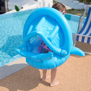 Nouveau design 3D requin enfants siège de natation gonflable requin enfants natation siège flottant avec parasol - Product Image 5