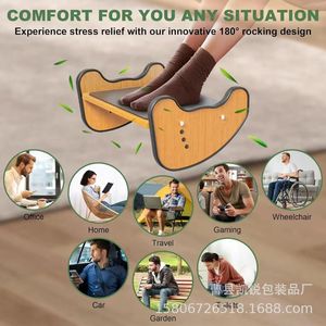 Wooden Footrest Adjustable Solid Wood Rocking <b>Stool</b> For Office Home Gaming Travel Car <b>Garden</b> Wheelchair Use - Product Image 1