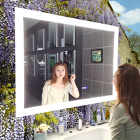 Miroir de salle de bain intelligent à LED illuminé pour hôtel avec écran tactile, miroir LED complet UL CCT3000K-6000K pour chambre d'hôtel