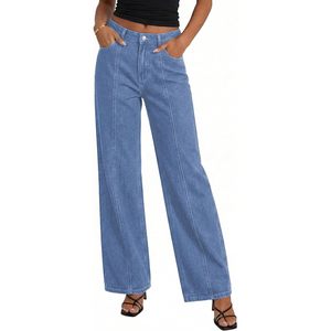 Vaqueros de Pierna Ancha para Mujer, de Cintura Alta, Elásticos, Estilo Palazzo, con Costuras Frontales, Ropa de Moda Verano 2026 - Product Image 5