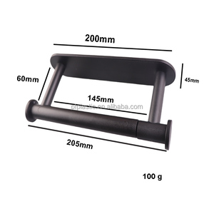 Soporte de papel higiénico negro, palo autoadhesivo en soporte de rollo de papel higiénico pivotante de doble poste para Baño - Product Image 3