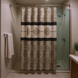 Cortina de Ducha Bordada con Diseño Clásico, Accesorio de Baño con Impresión Digital - Product Image 2