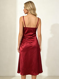 <b>SWEET</b> BABE Satin Midi Dress Square Neck Sleeveless Fitted Sheath <b>Party</b> Dress Solid Color Natural Waistline - Product Image 3
