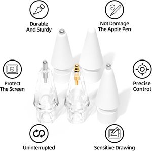 Pointes de rechange <span class=keywords><strong>en</strong></span> plastique pour stylet actif, compatibles avec <span class=keywords><strong>Apple</strong></span> <span class=keywords><strong>Pencil</strong></span> 1ère/2ème génération/Pro/USB-C iPad, pour écriture, dessin et détection d'angle d'inclinaison - Product Image 2