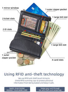 Portefeuille pour femmes <span class=keywords><strong>de</strong></span> style coréen, best-seller, motif litchi, cuir, fermoir magnétique, grande capacité, <span class=keywords><strong>porte</strong></span>-<span class=keywords><strong>monnaie</strong></span> à fermeture éclair - Product Image 2