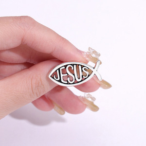Diseño personalizado plata Metal Jesús broche dibujos animados pez en forma de esmalte Pin solapa insignia <span class=keywords><strong>precio</strong></span> al por mayor sin mínimo - Product Image 4
