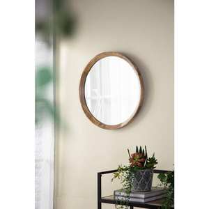 Art Deco <b>Round</b> Driftwood Wall <b>Mirror</b> (Metal/<b>Wood</b>) - Product Image 1