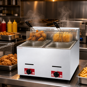 Commercial Countertop Double Tank Double <b>Basket</b> Gas Fryer LPG 6L+6L for Fried Chicken French Fries Snack Shop - Product Image 6