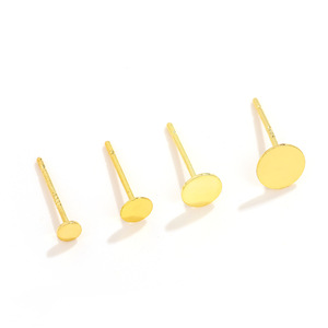 Nantong 925 Sterling Silver Flat Head <b>Earring</b> Studs Gold Plated Round DIY Jewelry Accessories <b>3mm</b> 4mm 5mm 6mm - Product Image 5