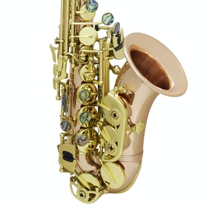 <span class=keywords><strong>Saxophone</strong></span> soprano courbé en cuivre phosphoreux, tonalité BB, cloche courbée en or <span class=keywords><strong>rose</strong></span>, boutons incrustés d'abalone, instrument à vent professionnel - Product Image 2