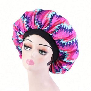 Bonnet de nuit imprimé motif africain double couche pour femme avec bande élastique en satin, idéal pour le quotidien et toutes les saisons - Product Image 3