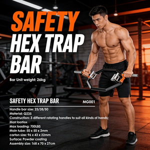 Barre hexagonale de sécurité professionnelle VIGFIT, barre de musculation pour soulevé de terre, barre de musculation pour la musculation en salle de sport - Product Image 2