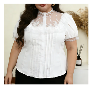 Camisas de Encaje Blanco de Alta Calidad para Mujer, Camisas de Manga Larga - Product Image 2