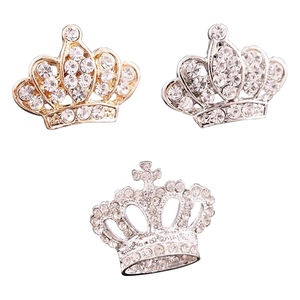 クラウンハットピンカスタムゴールドラインストーンクラウンブローチラペルピン - Product Image 1