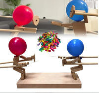 Marionetas de esgrima de madera hechas a mano Juego de batalla de robot de madera para 2 jugadores