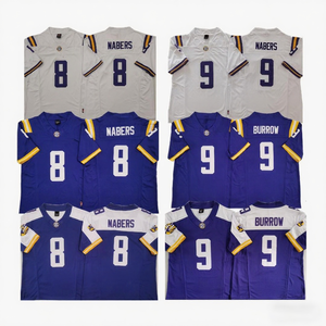 2025 yeni Louisiana koleji amerikan futbolu formaları 8 # Nabers 9 # Burrow 5 # Daniels 2 # Lacy kalite dikişli kısa kollu formalar - Product Image 1