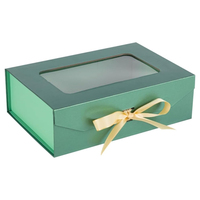 Boîte cadeau de luxe rouge transparente pour cadeaux, emballages en papier biodégradable avec fenêtre, fermeture magnétique