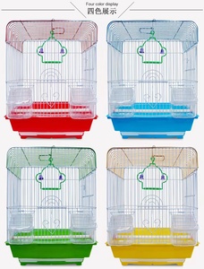 Gabbia <span class=keywords><strong>per</strong></span> <span class=keywords><strong>Uccelli</strong></span> Pappagallini con Tetto Piatto, Gabbia in Filo Metallico con Mangiatoia Esterna, <span class=keywords><strong>Abbeveratoio</strong></span> e Vassoio Rimovibile, 12 Pezzi - Product Image 2