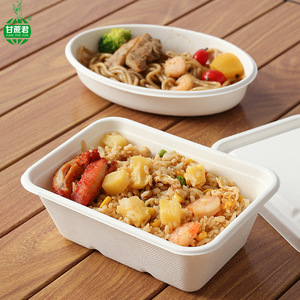 Gan Zhe Jun Disposable Sugarcane Pulp Lunch Box 750ml Square Biodegradable <b>Takeaway</b> <b>Container</b> - Product Image 1