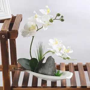 Yapay bitki kapalı ev oturma odası dekorasyon süsler saksı orkide çiçek seti sahte su ile orkide